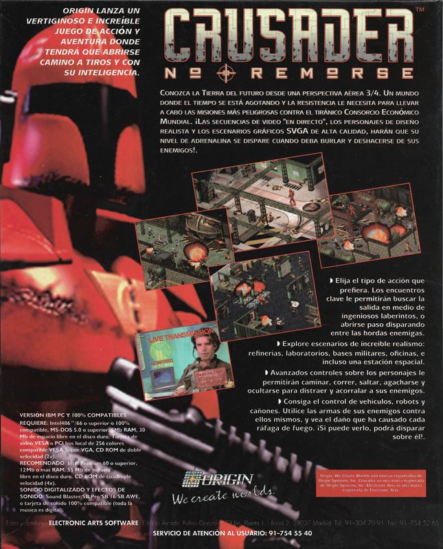 Back Cover for Crusader: No Remorse (DOS)
