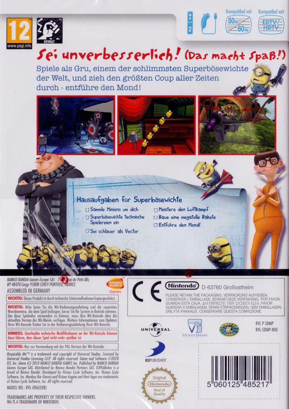 Back Cover for Despicable Me: The Game (Wii)