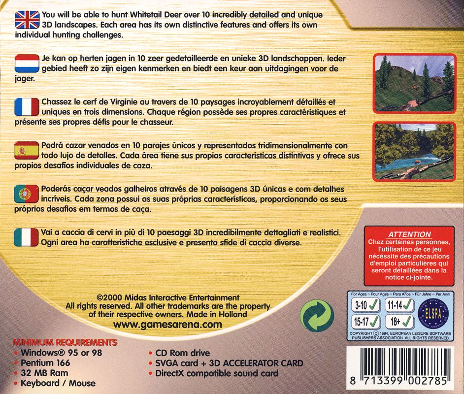 Back Cover for On the Trail of the Whitetail (Windows)