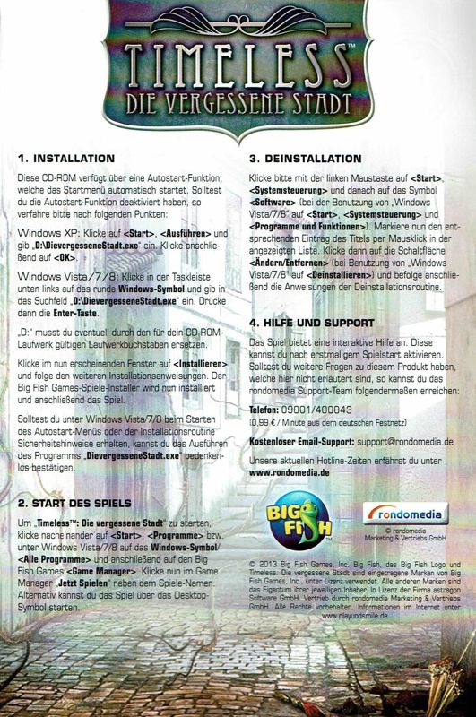 Manual for Timeless: The Forgotten Town (Windows) (play+smile release): Front