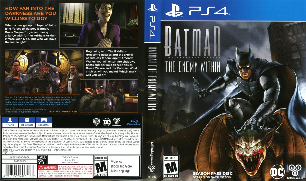 Full Cover for Batman: The Telltale Series - The Enemy Within (PlayStation 4)