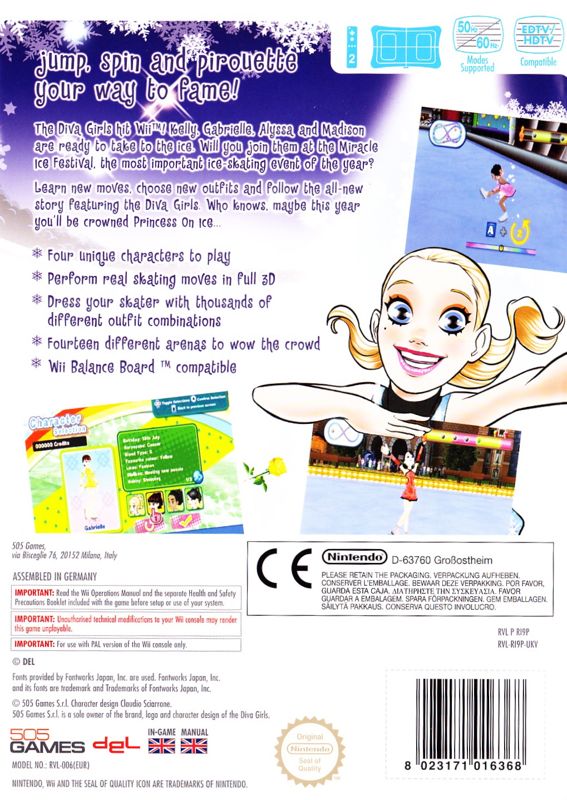 Back Cover for Diva Girls: Divas on Ice (Wii)