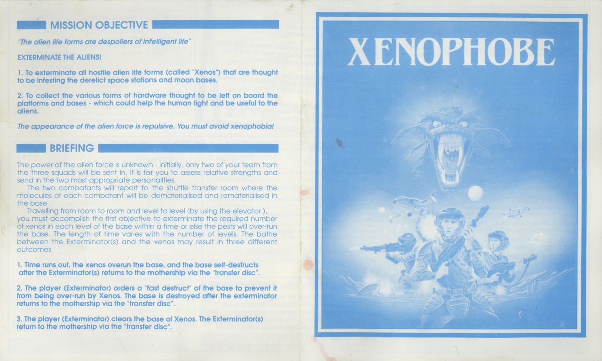 Manual for Xenophobe (ZX Spectrum)