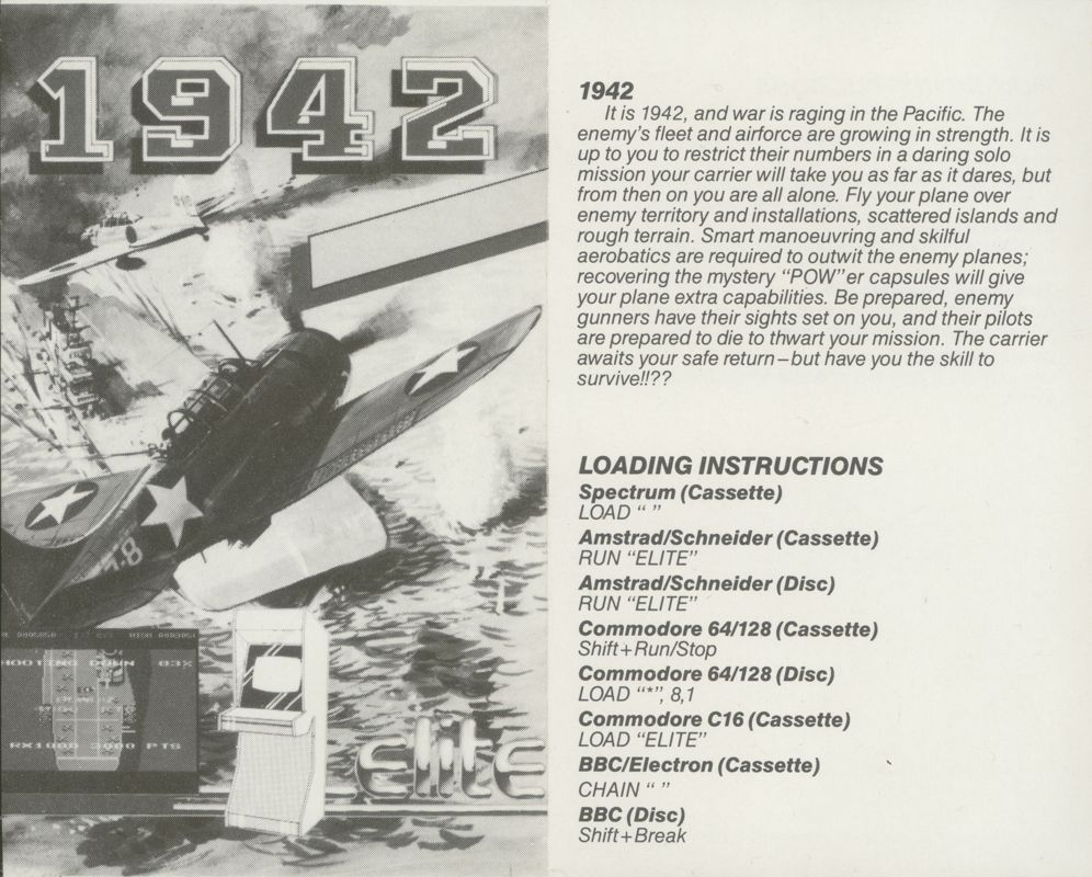 Manual for 1942 (ZX Spectrum): Front