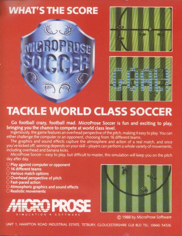 Back Cover for Keith Van Eron's Pro Soccer (ZX Spectrum)