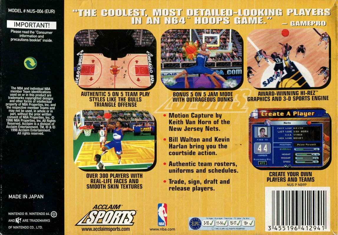 Back Cover for NBA Jam 99 (Nintendo 64): Back