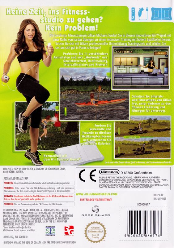 Back Cover for Jillian Michaels' Fitness Ultimatum 2009 (Wii)