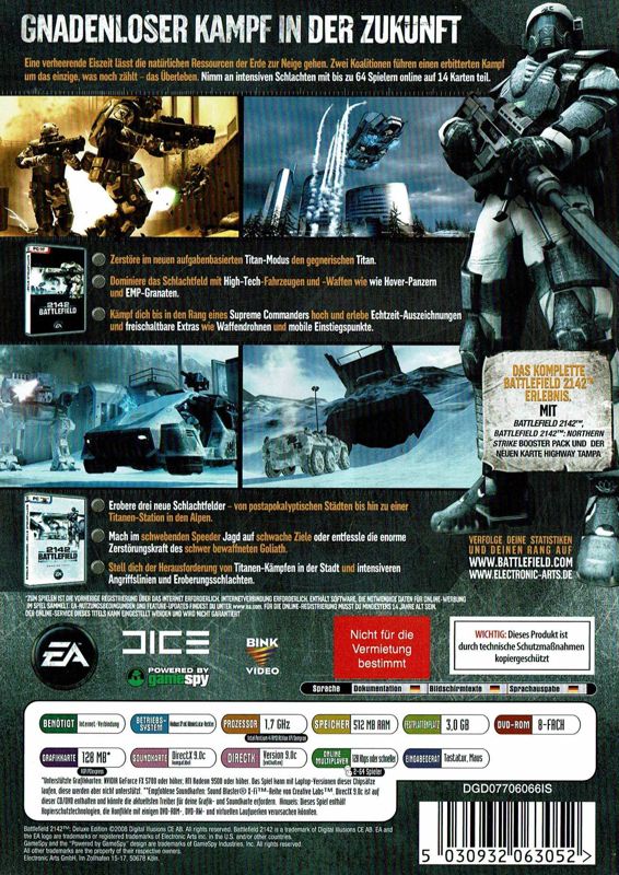 Battlefield 2142: Deluxe Edition cover or packaging material - MobyGames