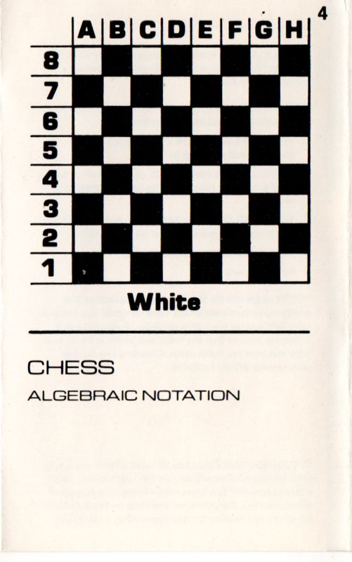 Inside Cover for Chess (ZX Spectrum) (Cassette release)