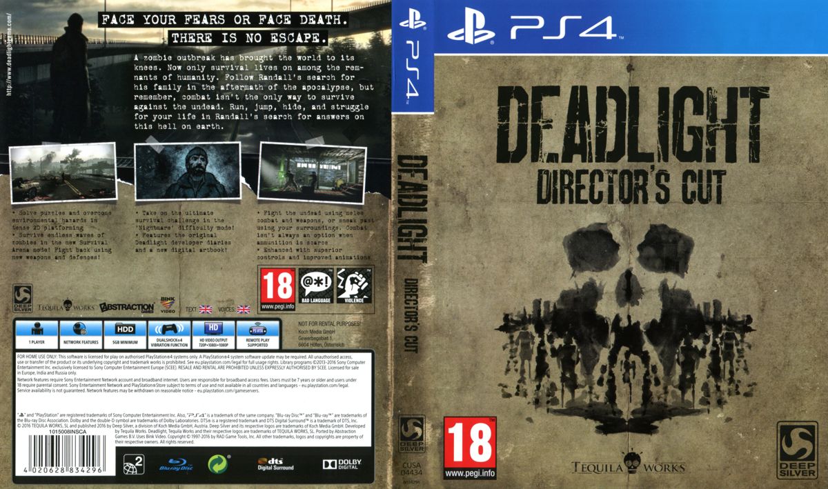 Full Cover for Deadlight: Director's Cut (PlayStation 4) (Scandinavian English release)