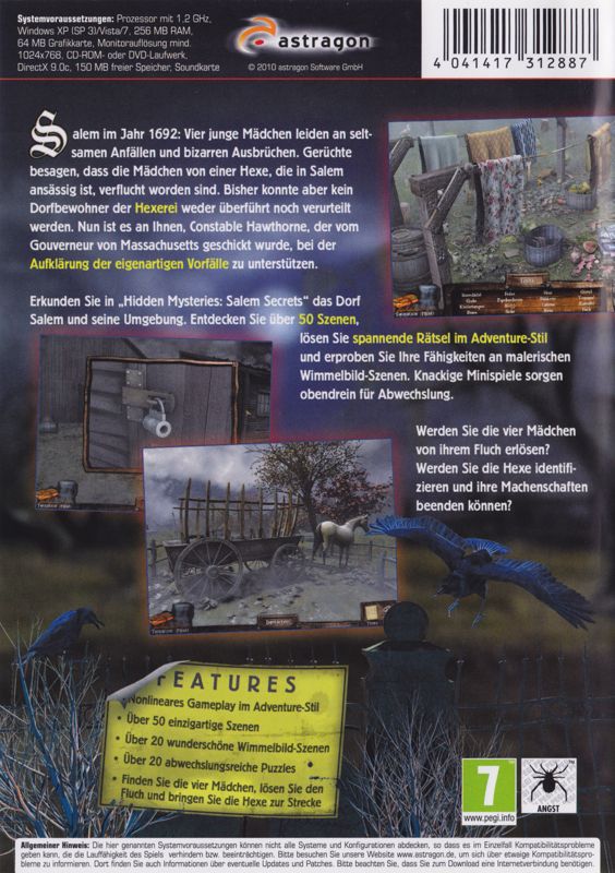 Back Cover for Hidden Mysteries: Salem Secrets - Witch Trials of 1692 (Windows)