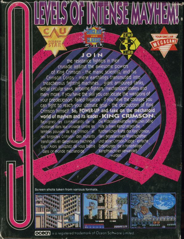 Back Cover for Midnight Resistance (ZX Spectrum)