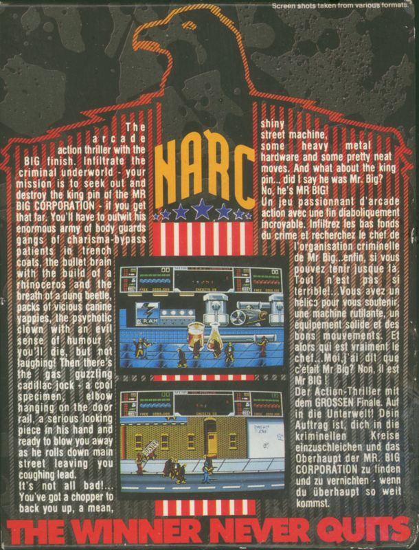 Back Cover for NARC (ZX Spectrum)