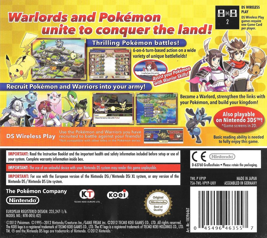 Back Cover for Pokémon Conquest (Nintendo DS)