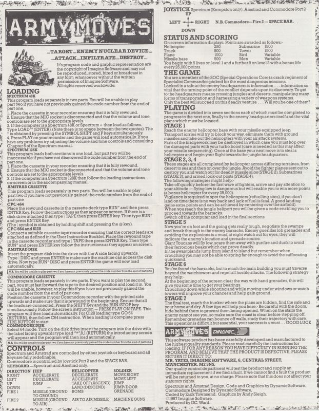 Manual for Army Moves (ZX Spectrum)