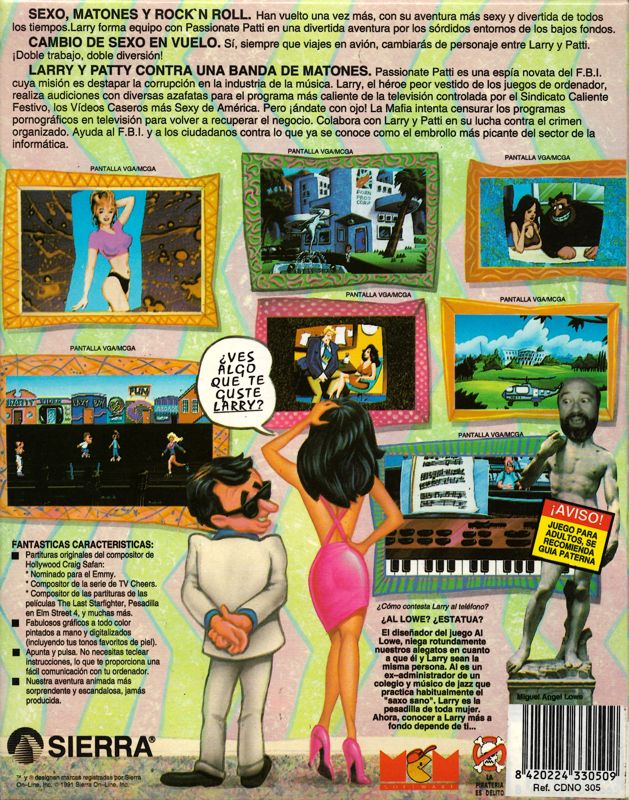 Back Cover for Leisure Suit Larry 5: Passionate Patti Does a Little Undercover Work (DOS) (CD-ROM Release)