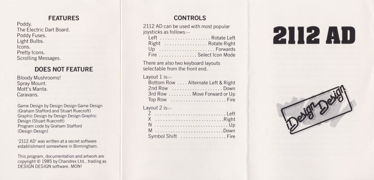 Manual for 2112AD (ZX Spectrum): Front