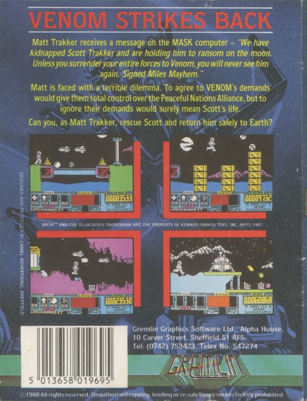 Back Cover for VENOM Strikes Back (ZX Spectrum)
