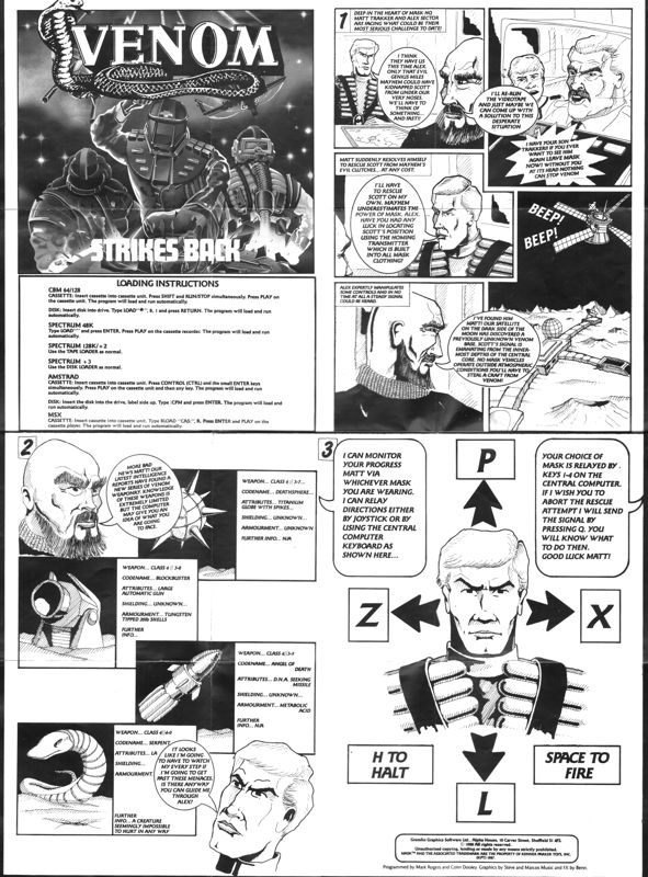 Manual for VENOM Strikes Back (ZX Spectrum)