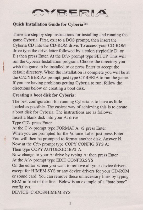 Extras for Cyberia (DOS): Installation & Troubleshooting Guide - Front