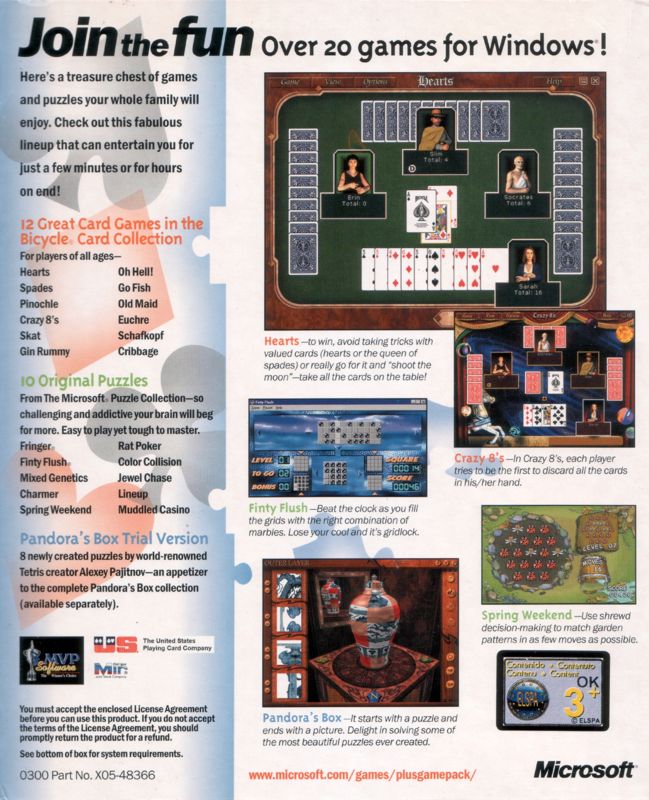Back Cover for Microsoft Plus! Game Pack: Cards & Puzzles (Windows)