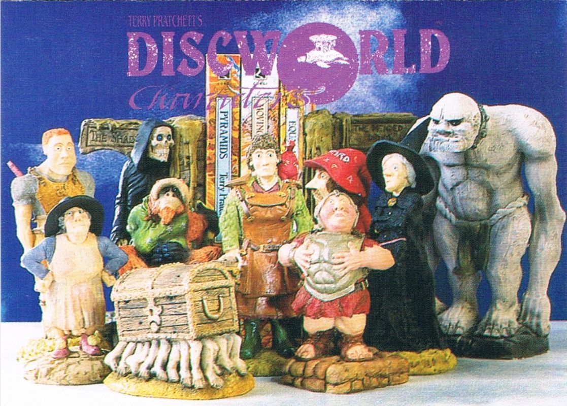 Advertisement for Discworld (DOS) (Limited Edition): Discworld figurines of pewter or resin shown in a small folder.