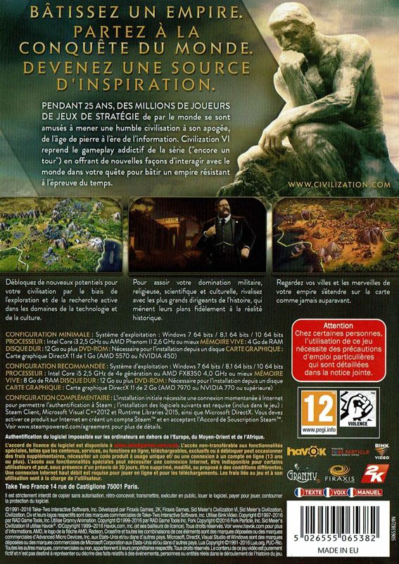 Back Cover for Sid Meier's Civilization VI (Windows)