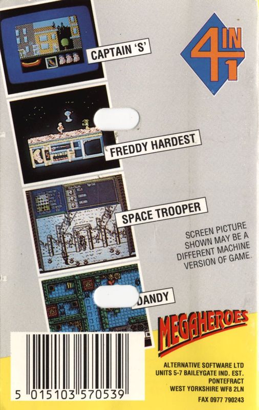 Back Cover for 4 Most Megaheroes (ZX Spectrum)