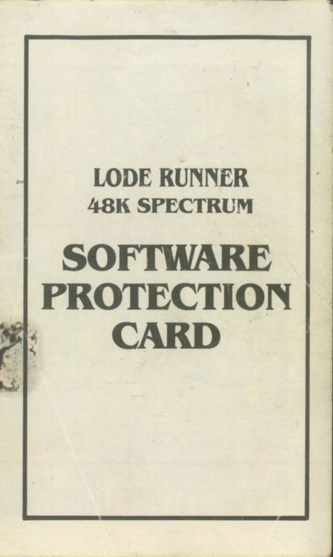 Extras for Lode Runner (ZX Spectrum): Protection Card - Front