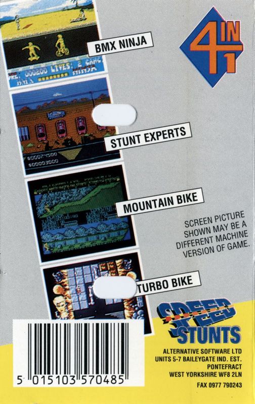 Back Cover for 4 Most Speedstunts (ZX Spectrum)