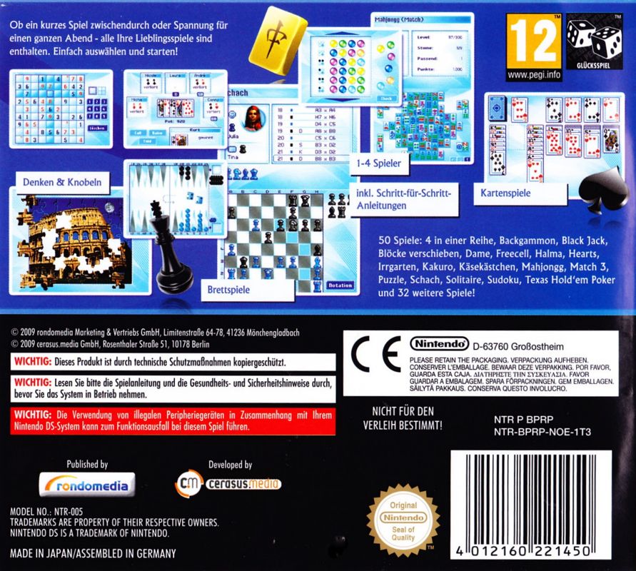 Back Cover for 50 Classic Games (Nintendo DS)
