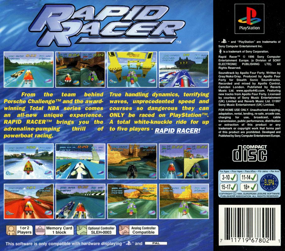 Back Cover for Turbo Prop Racing (PlayStation)