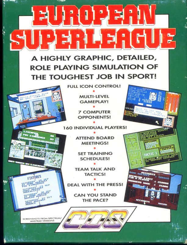 Back Cover for European Superleague (ZX Spectrum)
