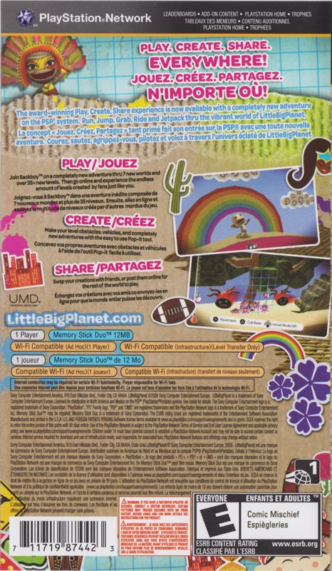 Back Cover for LittleBigPlanet (PSP)