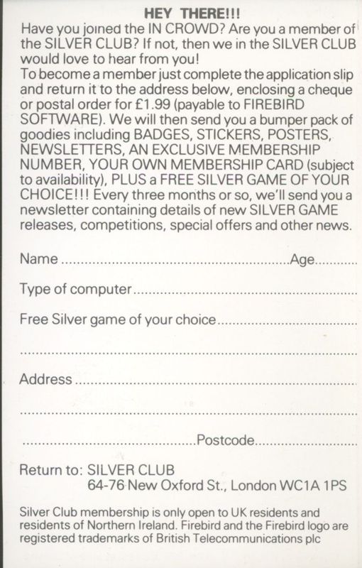 Inside Cover for Chimera (ZX Spectrum): Offer