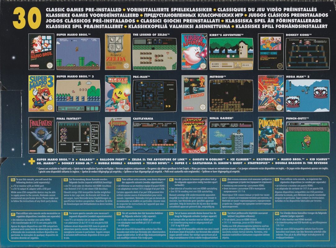 Back Cover for Nintendo Entertainment System: NES Classic Edition (Dedicated console)