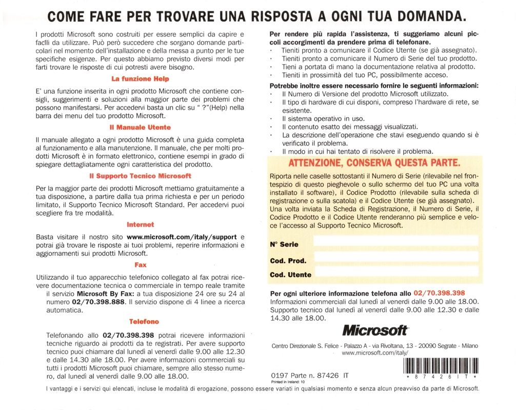 Extras for Age of Empires: The Rise of Rome (Windows): Registration - Back