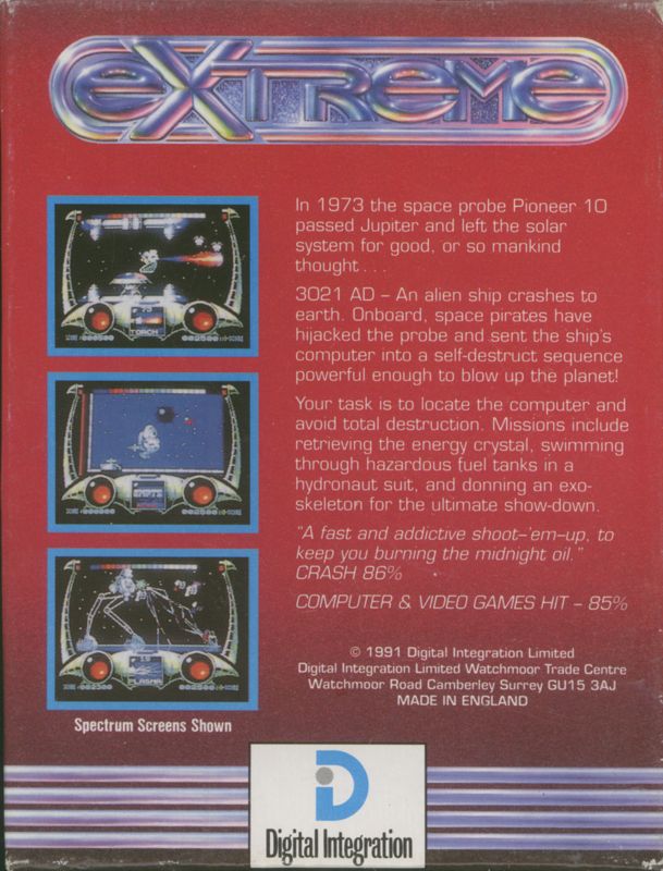 Back Cover for Extreme (ZX Spectrum)