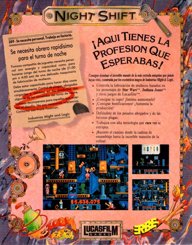 Back Cover for Night Shift (DOS) (3,5" floppy)