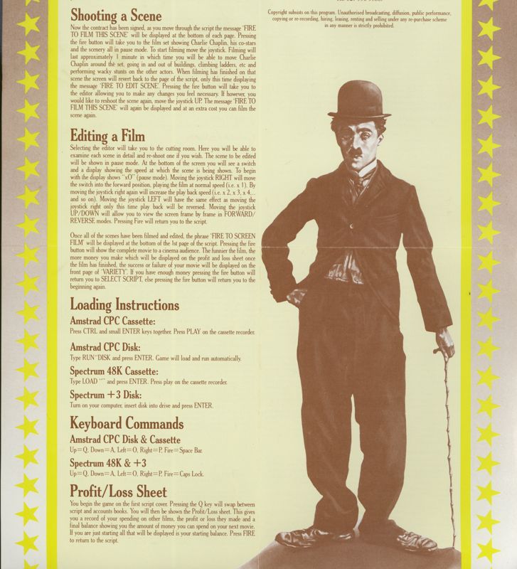 Manual for Charlie Chaplin (ZX Spectrum)