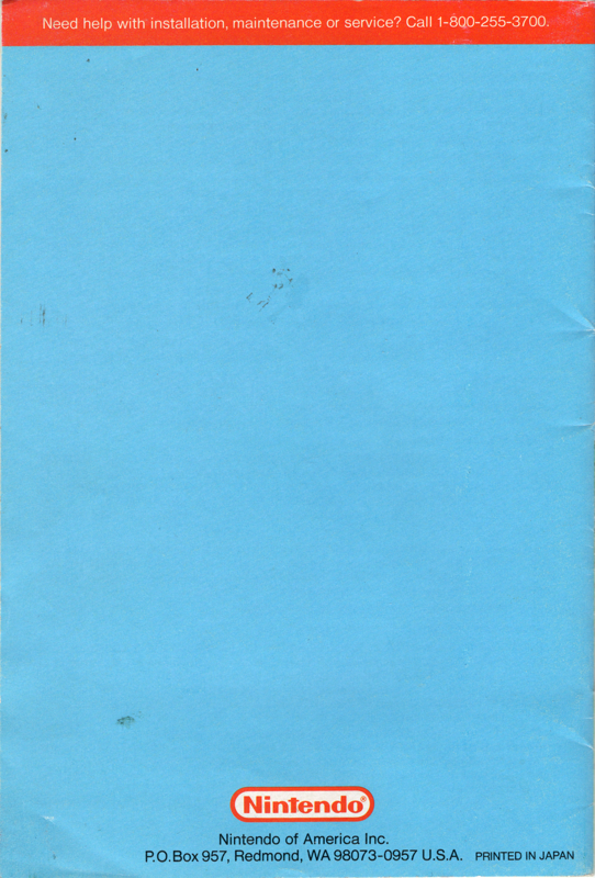 Manual for NES Open Tournament Golf (NES): Back