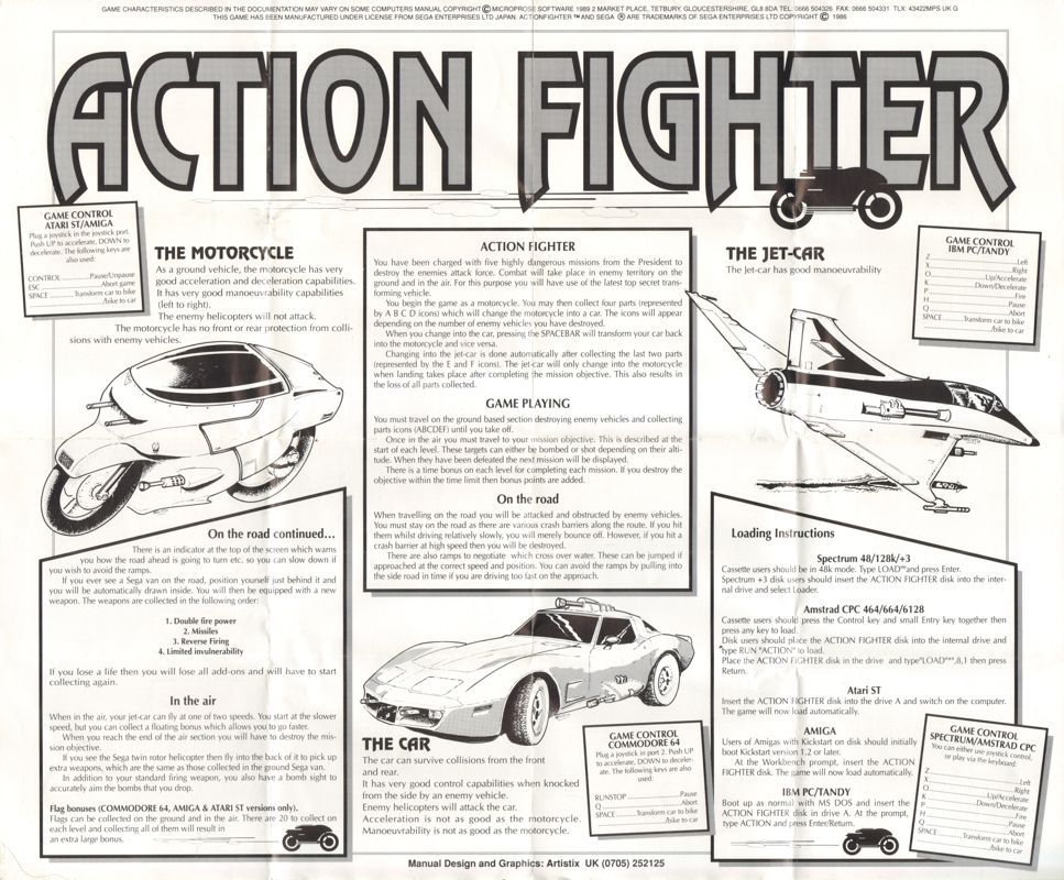 Manual for Action Fighter (ZX Spectrum)