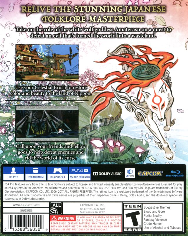 Back Cover for Ōkami (PlayStation 4)