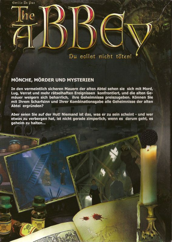 Inside Cover for Murder in the Abbey (Windows) (Adventure Classics release): Right Flap