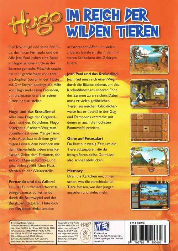 Back Cover for Hugo: Heroes of the Savannah (Windows) (Re-release)