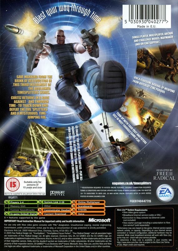 Back Cover for TimeSplitters: Future Perfect (Xbox)