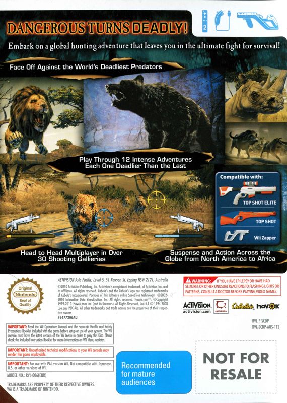Back Cover for Cabela's Dangerous Hunts 2011 (Wii)