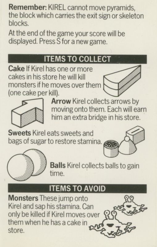 Inside Cover for Kirel (ZX Spectrum)