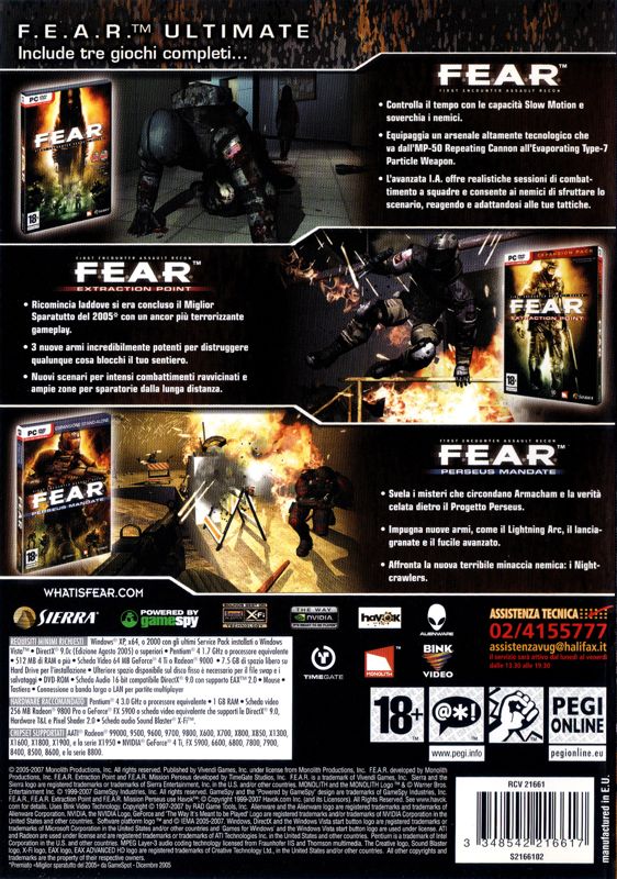 Back Cover for F.E.A.R.: First Encounter Assault Recon - The Complete Collection (Platinum Collection) (Windows)