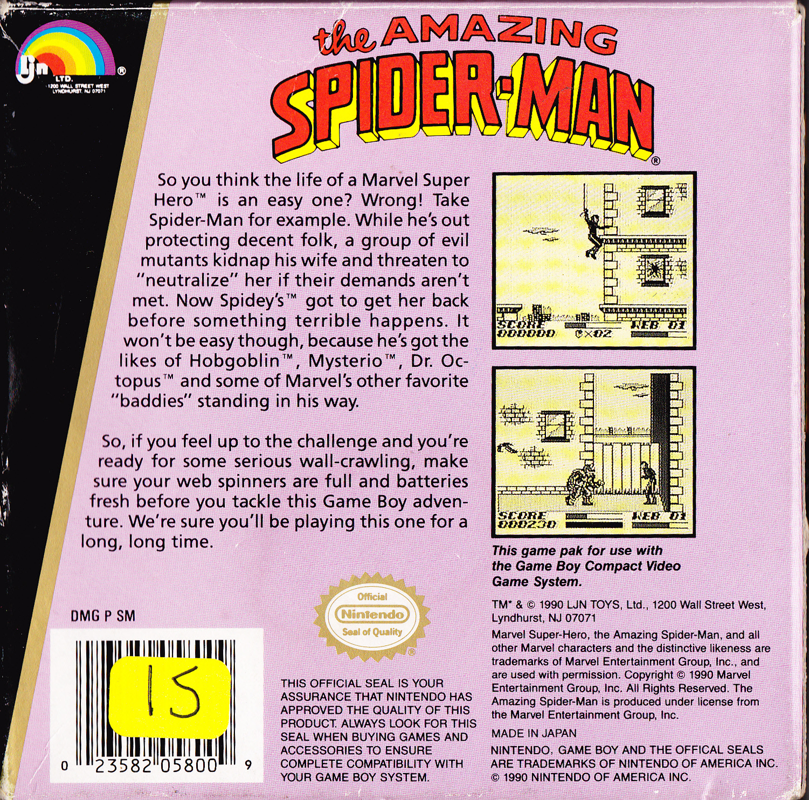 The Amazing Spider-Man para Game Boy (1990)